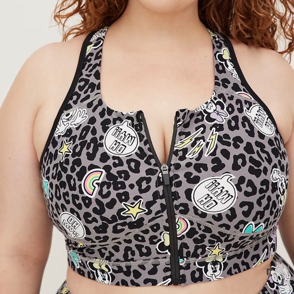 SET: Torrid Disney Minnie Mouse Leopard Grey Sports Bra/Cropped Legging 2X - Picture 2 of 14